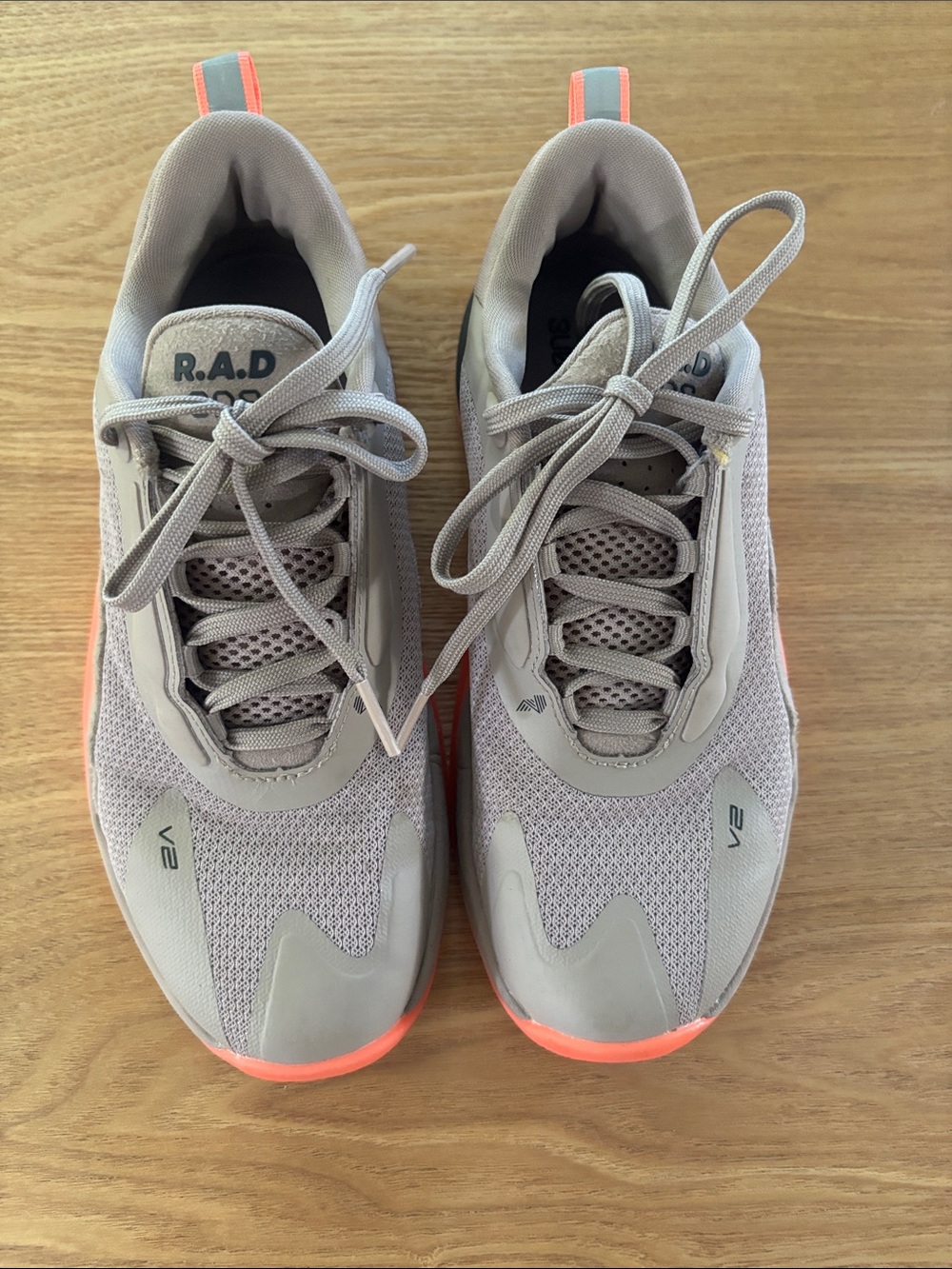 R.A.D. Women's Athletic Running Shoes in Taupe with Coral Accents